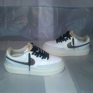 Nike White and Black Sneakers with Leopard Print
